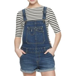 Denim overall shorts